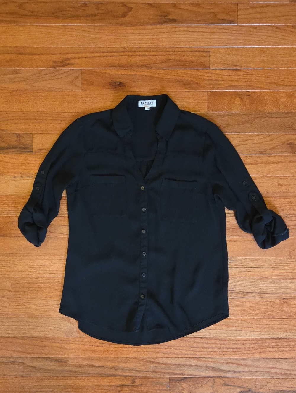 Express Women's Black Long-Sleeve Portofino Shirt